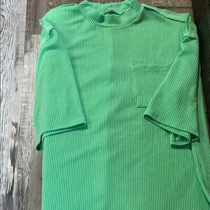 Green Ribbed Women's Tunic Top